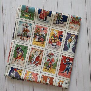 Alexander Henry "cartas marcadas" Cotton Fabric White Multi-Color 1 7/8 yards